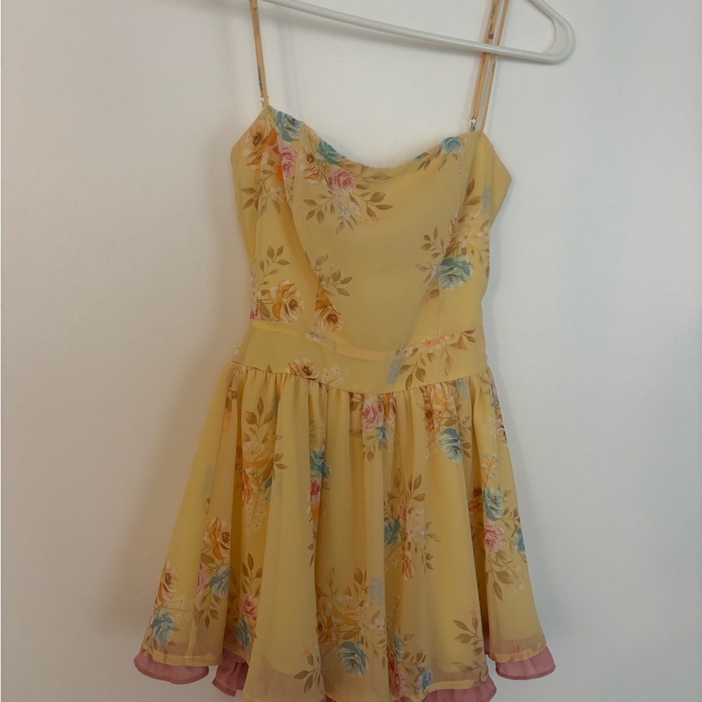 Lucy in the Sky Yellow Pink Sundress Spaghetti Strap Casual